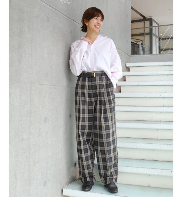 IENA「Maison IENA 別注 Nell/ネル チェックペグトップパンツ 261-202-61」|スラックス|
