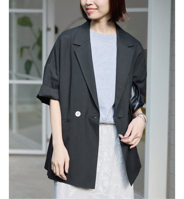 SLOBE IENA「《WEB限定/追加予約》リネンレーヨンハーフスリーブジャケット」|その他|