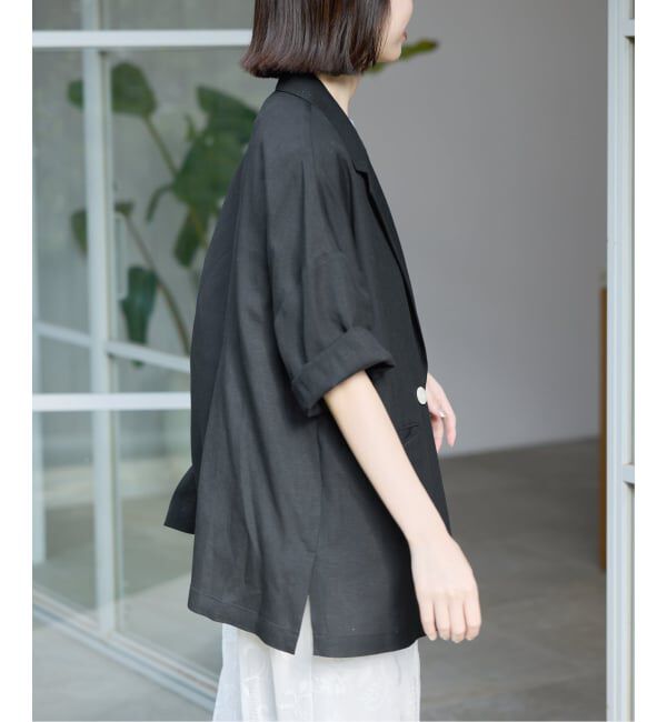 SLOBE IENA「《WEB限定/追加予約》リネンレーヨンハーフスリーブジャケット」|その他|