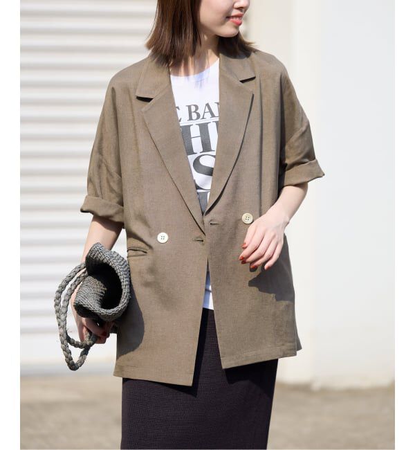 SLOBE IENA「《WEB限定/追加予約》リネンレーヨンハーフスリーブジャケット」|その他|