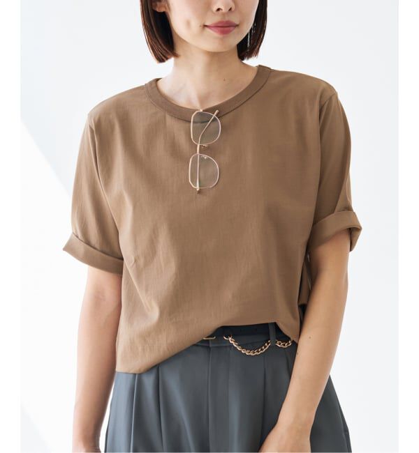 IENA「《予約》クロップドTシャツ」|Tシャツ・カットソー|ブラウン B