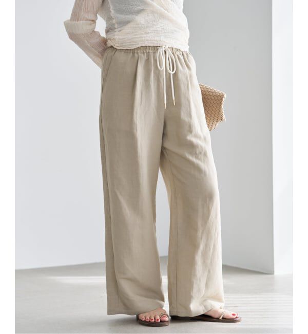 IENA「《新色あり/追加予約》ウォッシャブル リネンレーヨンイージーパンツ」|その他|ベージュ