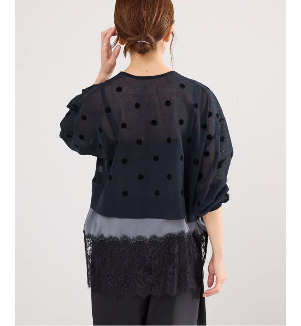 IENA「《WEB限定/追加2予約》ウォッシャブルFILMY ドット カーディガン」|カーディガン|