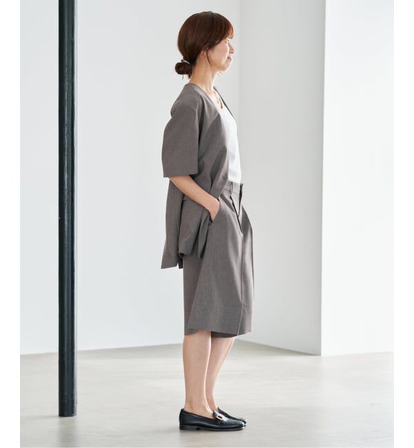 IENA「《セットアップ対応/予約》 トロピカルハーフジャケット」|ノーカラージャケット|