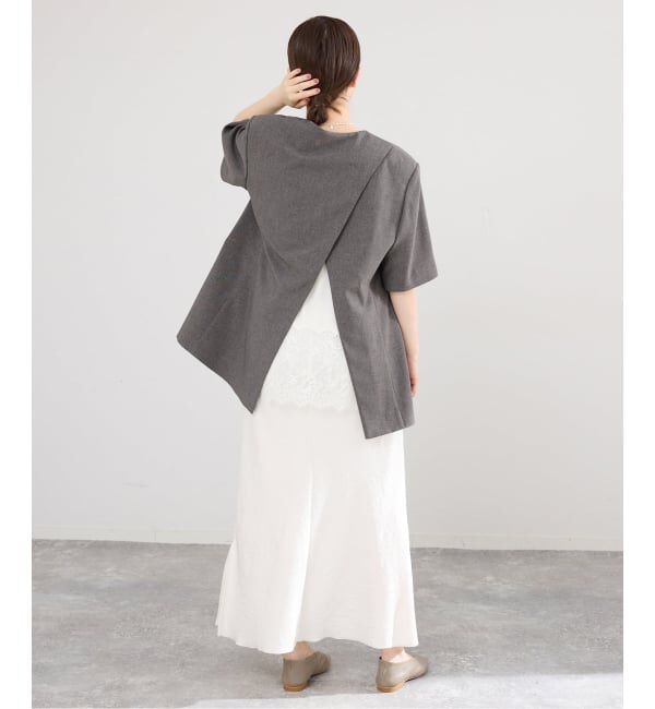 IENA「《セットアップ対応/予約》 トロピカルハーフジャケット」|ノーカラージャケット|