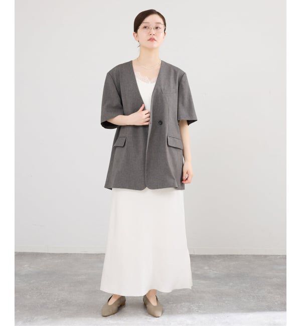 IENA「《セットアップ対応/予約》 トロピカルハーフジャケット」|ノーカラージャケット|