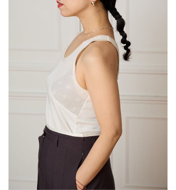IENA LA BOUCLE「《予約》IENA LA BOUCLE テレコレースコンビタンクトップ」|タンクトップ|