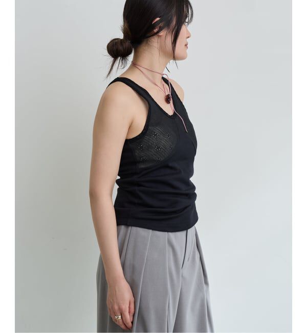 IENA LA BOUCLE「《予約》IENA LA BOUCLE テレコレースコンビタンクトップ」|タンクトップ|