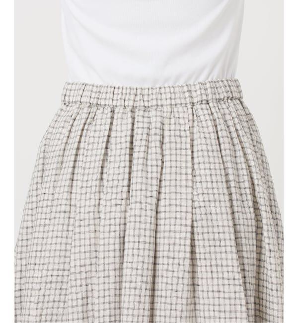 IENA「《セットアップ対応/予約》フレンチリネンチェックタックギャザースカート」|スカート|