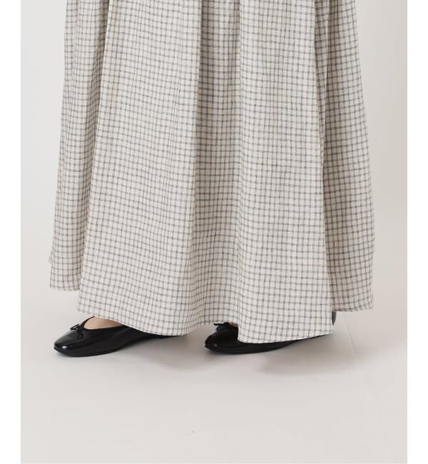 IENA「《セットアップ対応/予約》フレンチリネンチェックタックギャザースカート」|スカート|