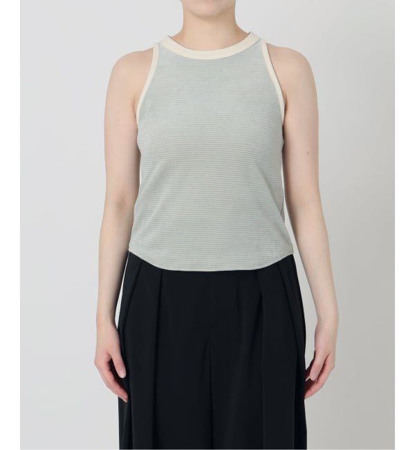IENA LA BOUCLE「《予約》IENA LA BOUCLE ベロアボーダータンクトップ」|タンクトップ|