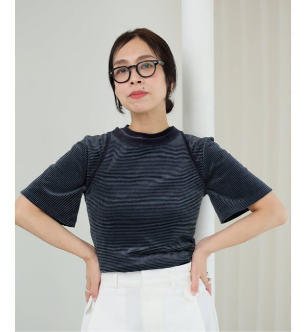 IENA LA BOUCLE「《予約》IENA LA BOUCLE ベロアボーダータンクトップ」|タンクトップ|