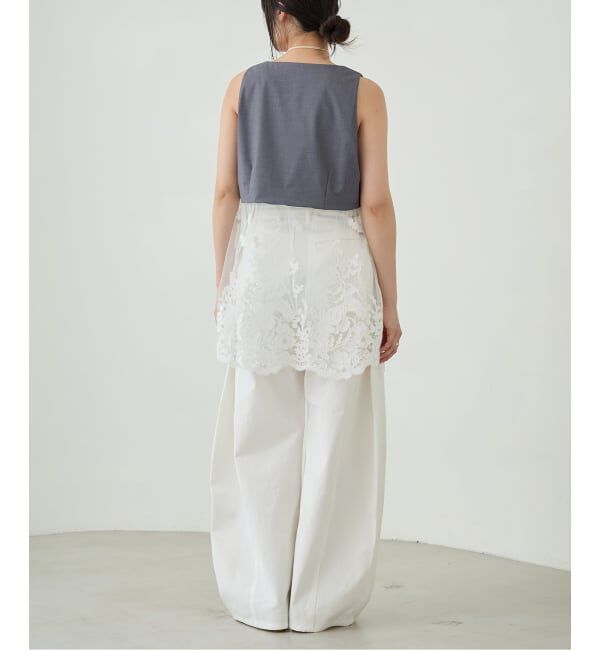 IENA LA BOUCLE「《予約》IENA LA BOUCLE チュールレースノースリーブベスト」|ベスト・ジレ|