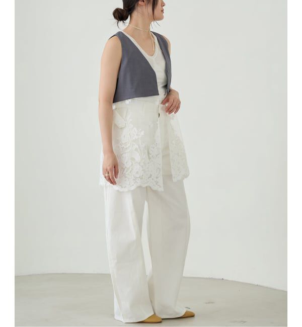 IENA LA BOUCLE「《予約》IENA LA BOUCLE チュールレースノースリーブベスト」|ベスト・ジレ|