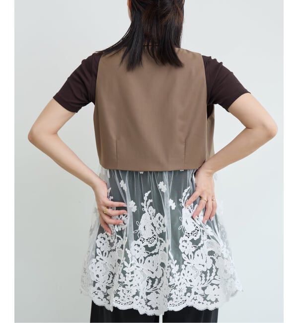IENA LA BOUCLE「《予約》IENA LA BOUCLE チュールレースノースリーブベスト」|ベスト・ジレ|