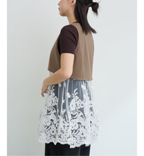 IENA LA BOUCLE「《予約》IENA LA BOUCLE チュールレースノースリーブベスト」|ベスト・ジレ|