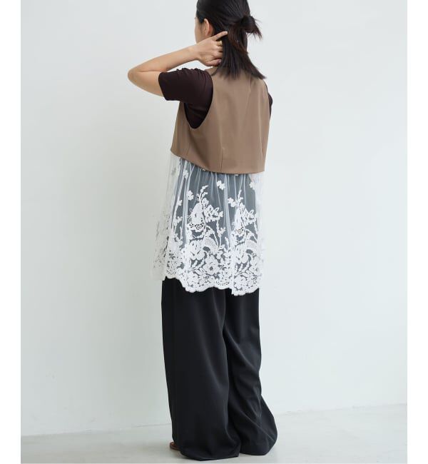 IENA LA BOUCLE「《予約》IENA LA BOUCLE チュールレースノースリーブベスト」|ベスト・ジレ|