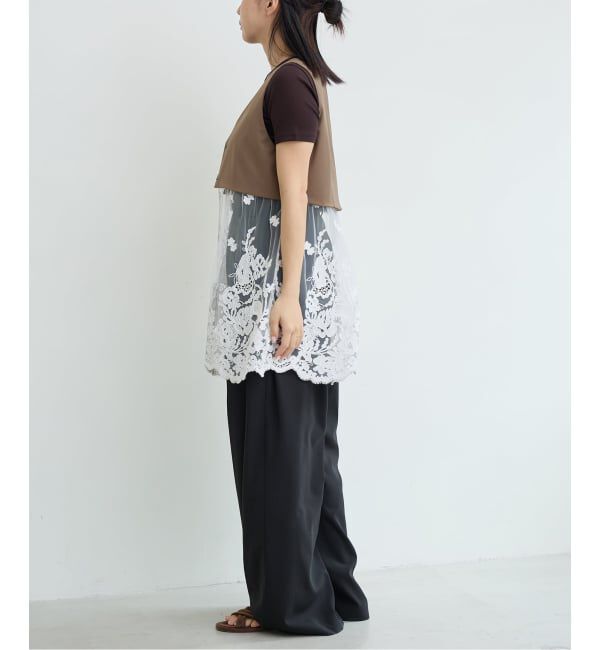 IENA LA BOUCLE「《予約》IENA LA BOUCLE チュールレースノースリーブベスト」|ベスト・ジレ|