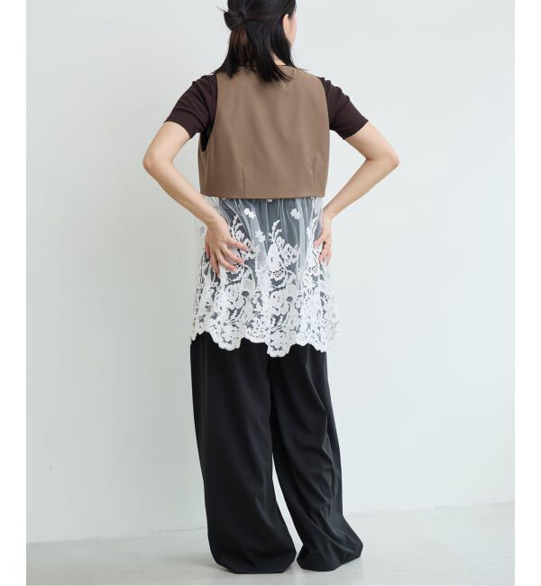 IENA LA BOUCLE「《予約》IENA LA BOUCLE チュールレースノースリーブベスト」|ベスト・ジレ|