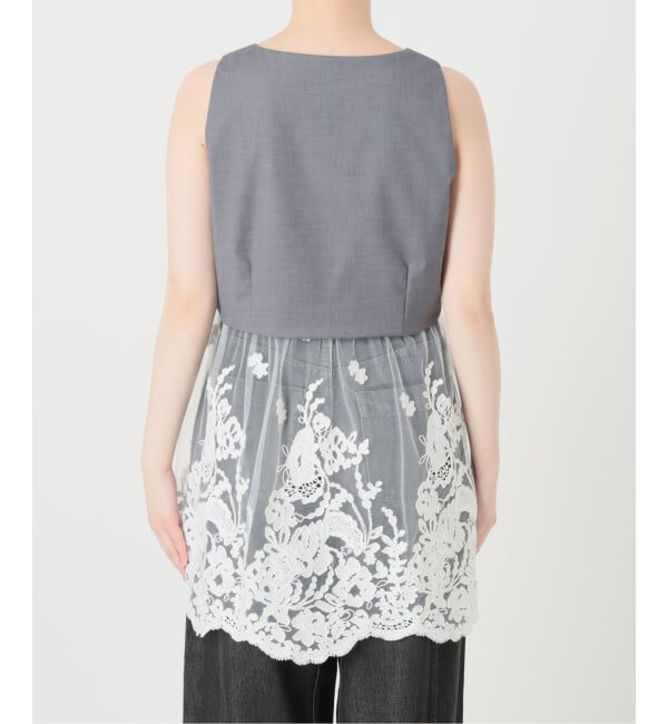 IENA LA BOUCLE「《予約》IENA LA BOUCLE チュールレースノースリーブベスト」|ベスト・ジレ|