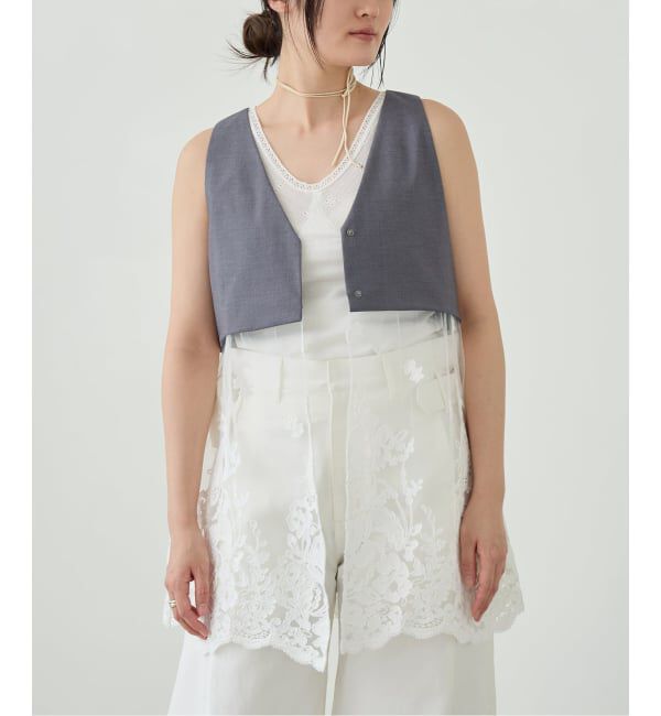 IENA LA BOUCLE「《予約》IENA LA BOUCLE チュールレースノースリーブベスト」|ベスト・ジレ|