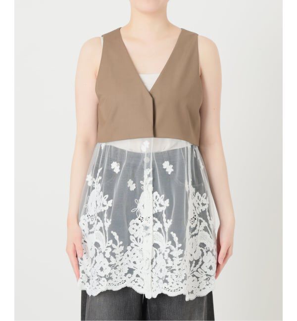 IENA LA BOUCLE「《予約》IENA LA BOUCLE チュールレースノースリーブベスト」|ベスト・ジレ|
