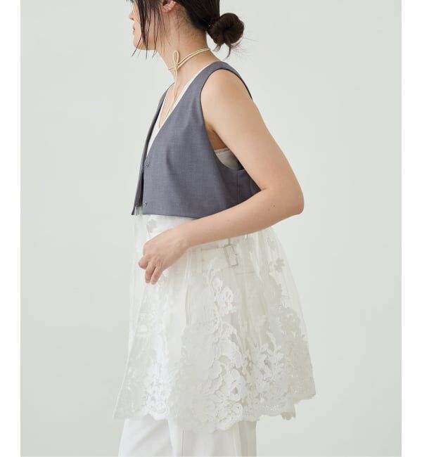 IENA LA BOUCLE「《予約》IENA LA BOUCLE チュールレースノースリーブベスト」|ベスト・ジレ|