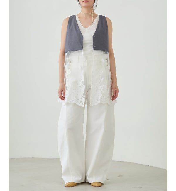 IENA LA BOUCLE「《予約》IENA LA BOUCLE チュールレースノースリーブベスト」|ベスト・ジレ|