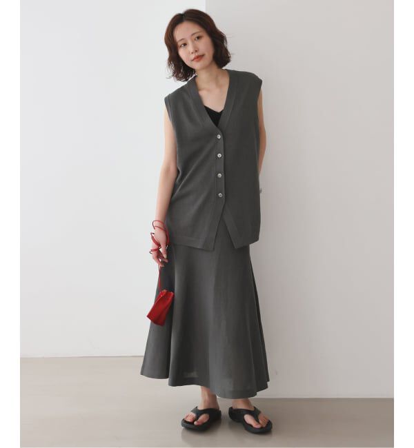 SLOBE IENA「《セットアップ対応可/予約》コットンポリ ニットジレ」|ベスト・ジレ|
