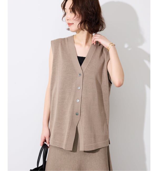 SLOBE IENA「《セットアップ対応可/予約》コットンポリ ニットジレ」|ベスト・ジレ|