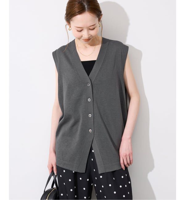 SLOBE IENA「《セットアップ対応可/予約》コットンポリ ニットジレ」|ベスト・ジレ|