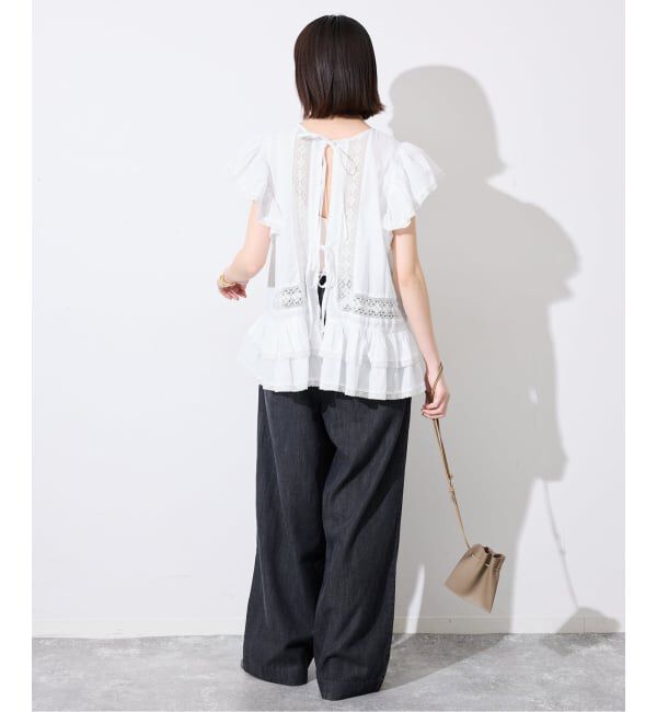 SLOBE IENA「《予約》crinkle crinkle crinkle SLOBE別注 front tapestry 2way blouse」|シャツ・ブラウス|