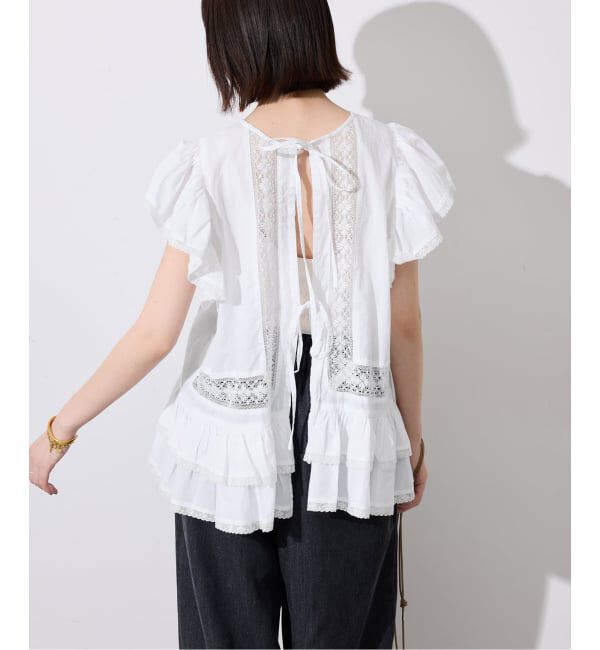 SLOBE IENA「《予約》crinkle crinkle crinkle SLOBE別注 front tapestry 2way blouse」|シャツ・ブラウス|