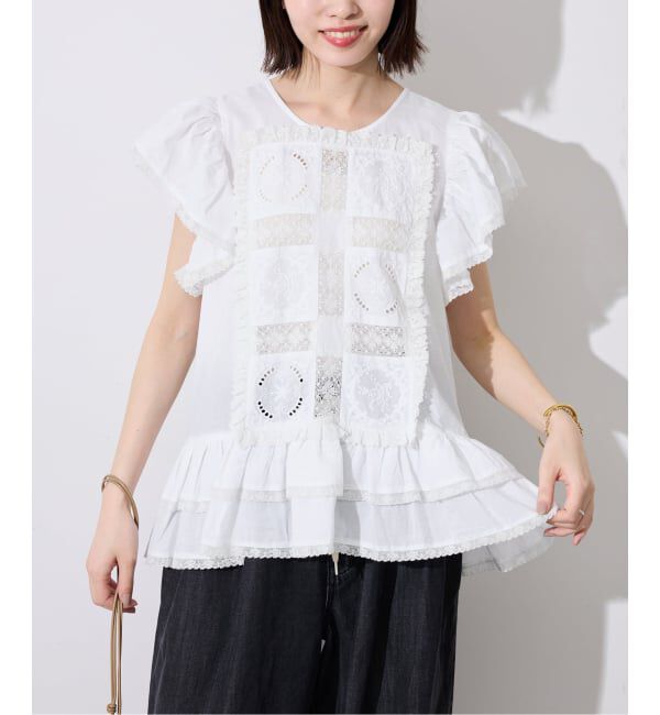 SLOBE IENA「《予約》crinkle crinkle crinkle SLOBE別注 front tapestry 2way blouse」|シャツ・ブラウス|