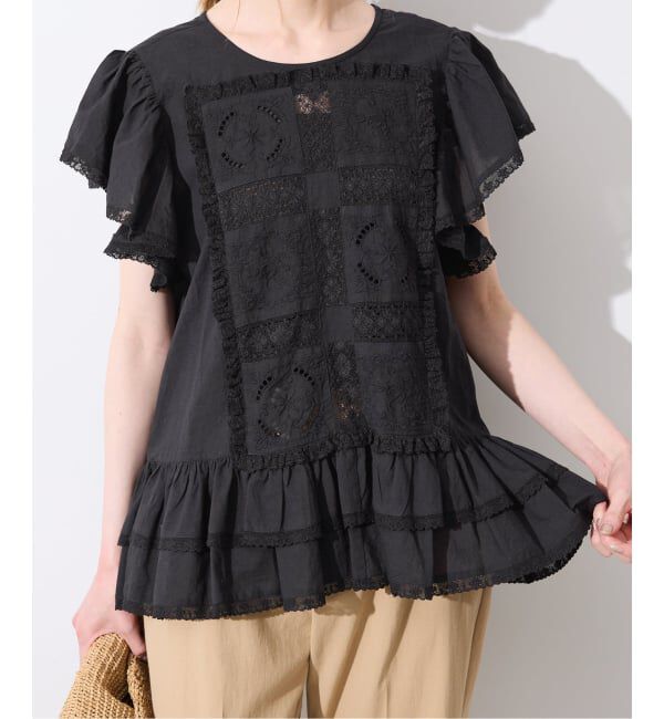 SLOBE IENA「《予約》crinkle crinkle crinkle SLOBE別注 front tapestry 2way blouse」|シャツ・ブラウス|