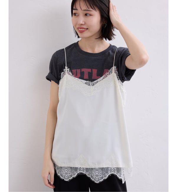 SLOBE IENA「《追加3予約》サテンレースキャミソール」|キャミソール|ナチュラル