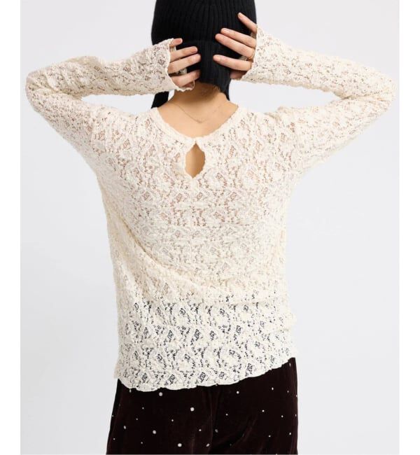 IENA「《WEB限定/追加5予約》Flowerストレッチレースプルオーバー」|Tシャツ・カットソー|