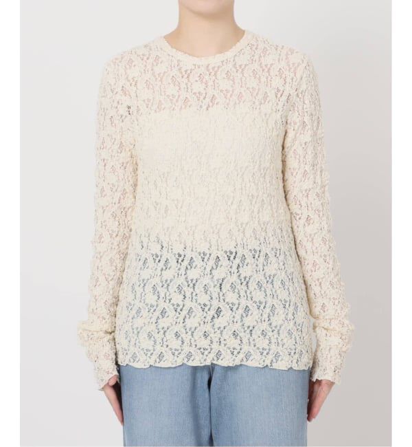 IENA「《WEB限定/追加5予約》Flowerストレッチレースプルオーバー」|Tシャツ・カットソー|