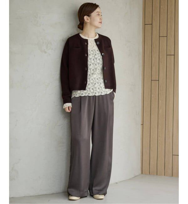 IENA「《WEB限定/追加5予約》Flowerストレッチレースプルオーバー」|Tシャツ・カットソー|