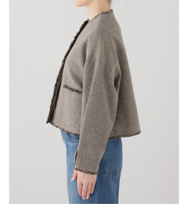 IENA「《セットアップ対応》カラミツイードショートジャケット」|ノーカラージャケット|