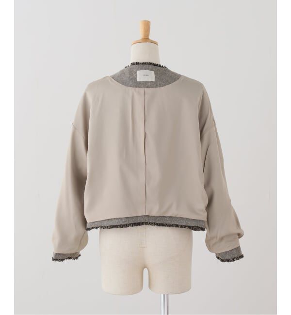 IENA「《セットアップ対応》カラミツイードショートジャケット」|ノーカラージャケット|