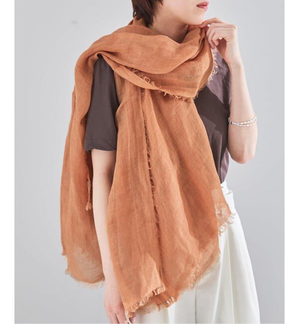 IENA「《予約》NIMNIMDUAI/ニムニムデュアイ PLAIN GAUZE STOLE ストール」|ストール|キャメル