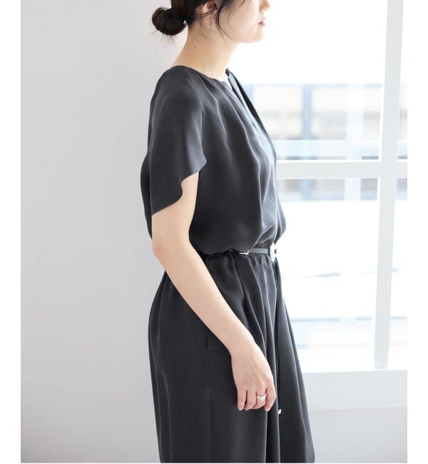 IENA「《予約》ウォッシャブル キュプラオーバーフレンチオールインワン」|オールインワン|