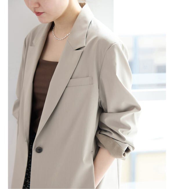 IENA「《UVカット》エアリーソフトジャケット」|テーラードジャケット|ベージュ