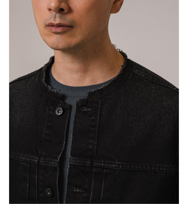 EDIFICE「《再入荷》Levi&rsquo;s(リーバイス) 別注 Type 1 Trucker Jacket BLACK "COLLARLESS"」|デニムジャケット|