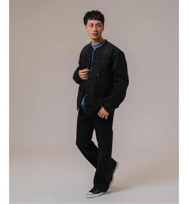 EDIFICE「《再入荷》Levi&rsquo;s(リーバイス) 別注 Type 1 Trucker Jacket BLACK "COLLARLESS"」|デニムジャケット|
