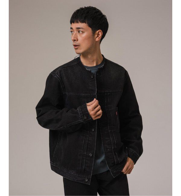EDIFICE「《再入荷》Levi&rsquo;s(リーバイス) 別注 Type 1 Trucker Jacket BLACK "COLLARLESS"」|デニムジャケット|