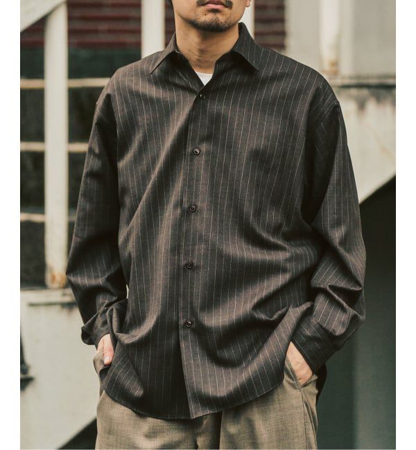 417 EDIFICE「【LE JAPON ATELIER】 Akita レギュラーウールシャツ」|シャツ・ブラウス|ブラウン