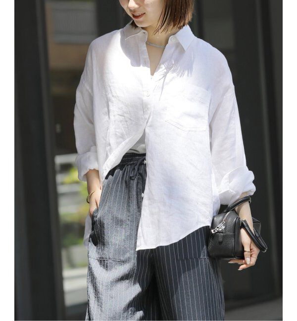 JOURNAL STANDARD relume「《追加2》手洗い可 / カラーリネンオーバーサイズシャツ」|シャツ・ブラウス|ホワイト