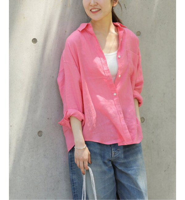 JOURNAL STANDARD relume「《追加2》手洗い可 / カラーリネンオーバーサイズシャツ」|シャツ・ブラウス|ピンク A